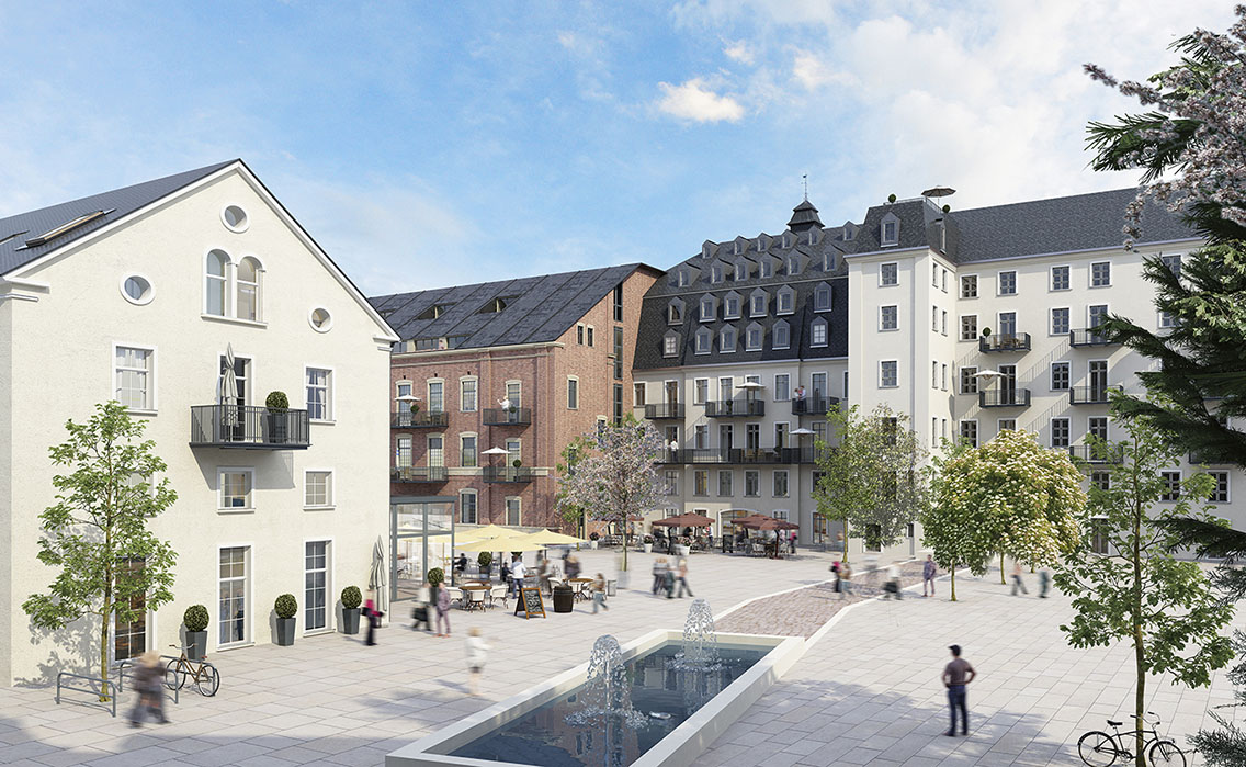 3D-Illustration des zukünftigen Marktplatzes