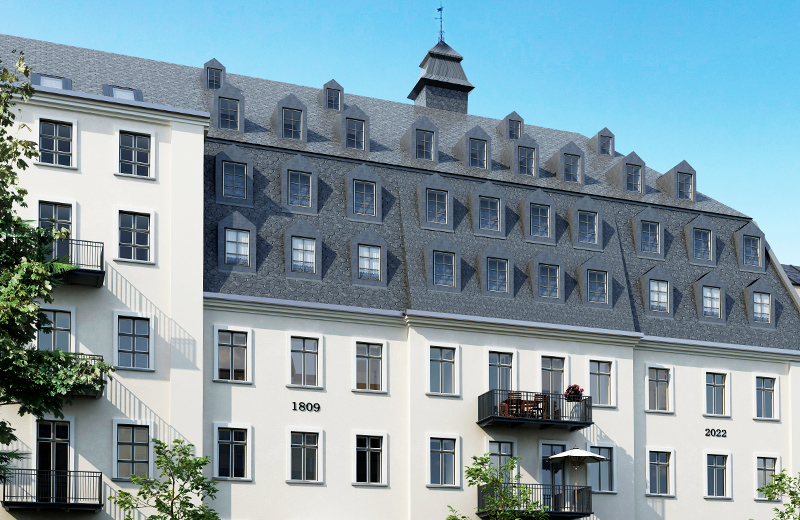 Blick auf die Altbauten