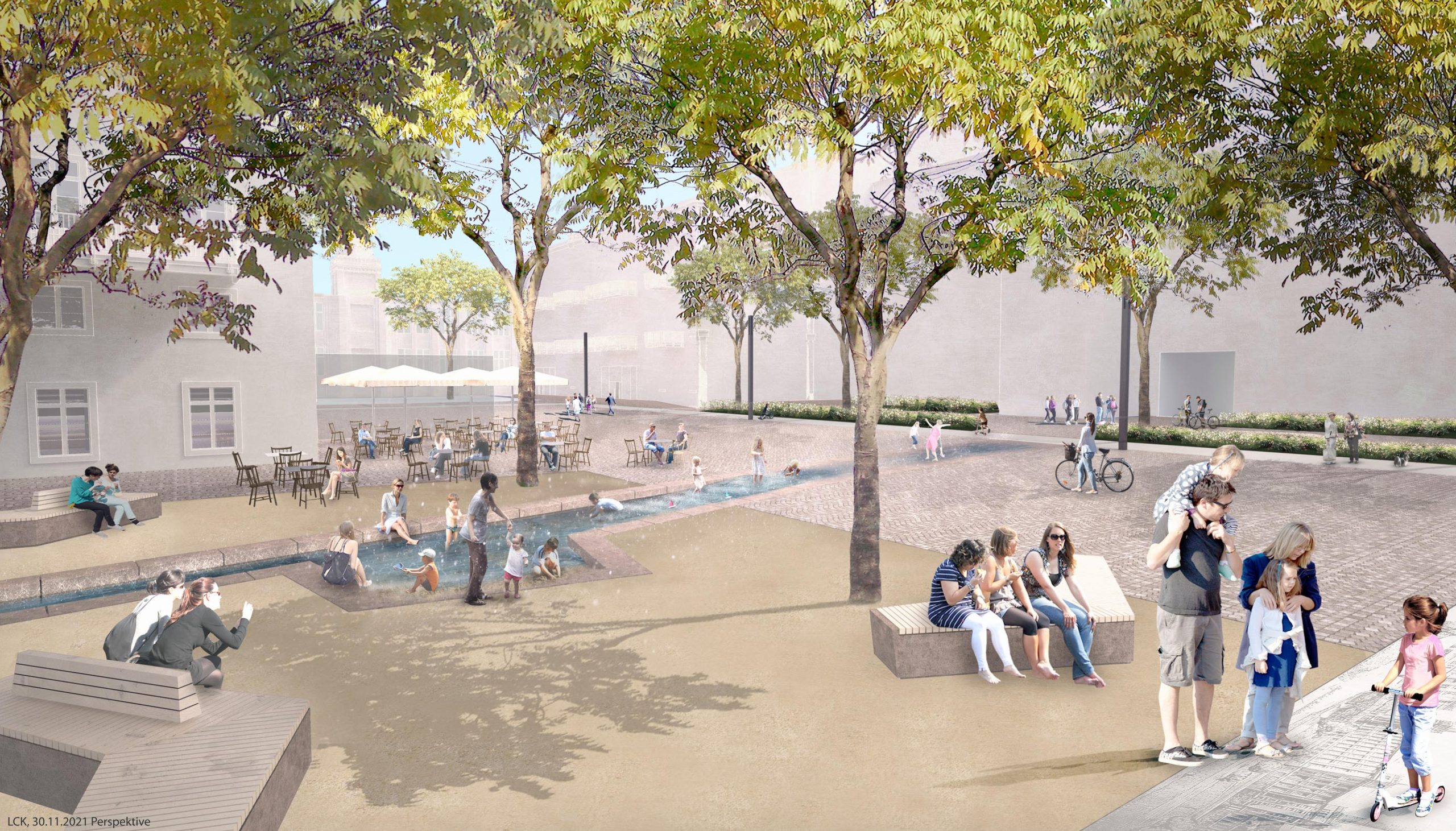 3D-Illustration des zukünftigen Marktplatzes