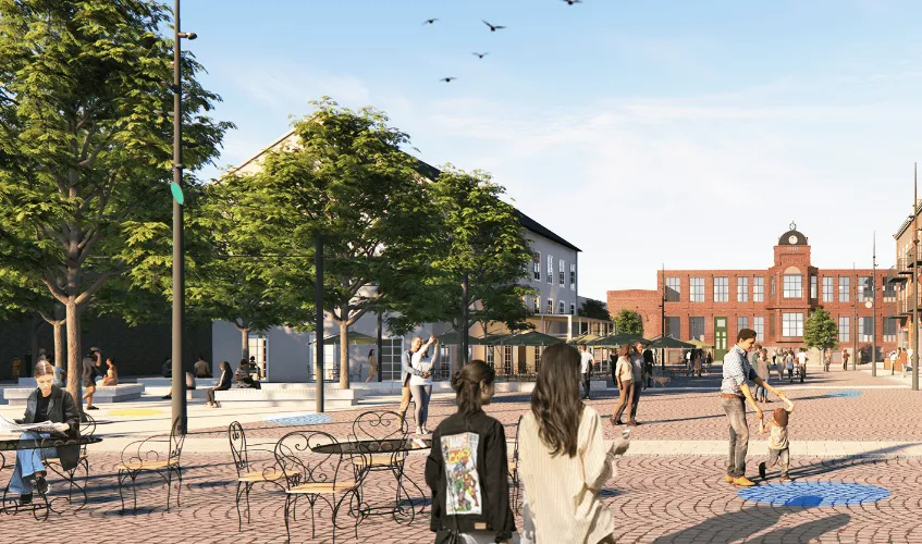 3D-Illustration des Markplatzes
